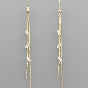 Baguette Crystal 2 Row Earrings